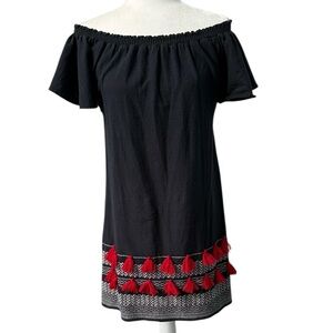 Piper by Townsen Apala Off The Shoulder Tassel Mini Dress Size Small